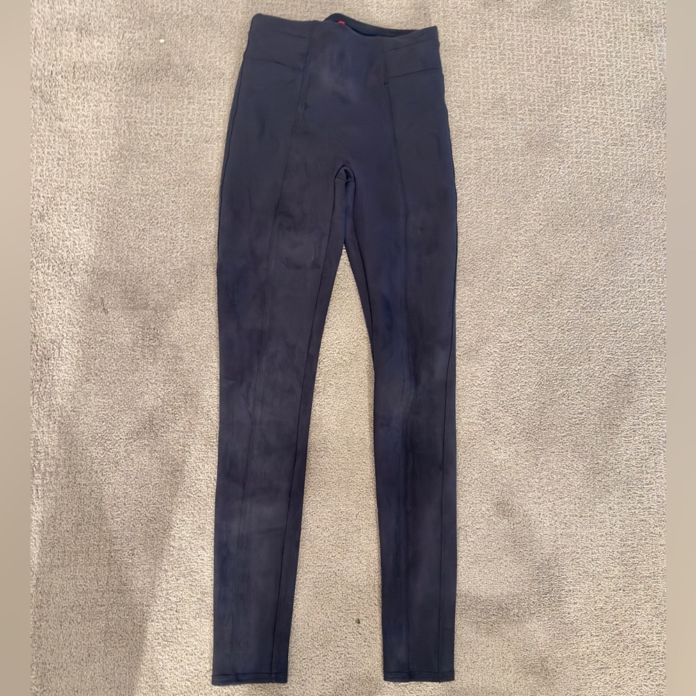 SPANX Navy Faux Suede Leggings